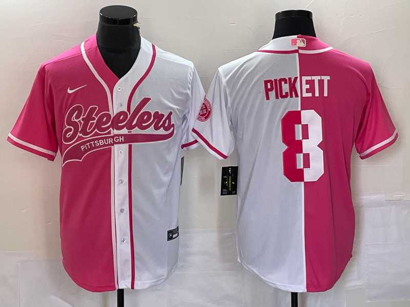 Men%27s Pittsburgh Steelers #8 Kenny Pickett Pink White Two Tone With Patch Cool Base Stitched Baseball Jersey->philadelphia eagles->NFL Jersey